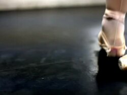 Tracking shot of a woman feet in ballet shoes. Stock Footage