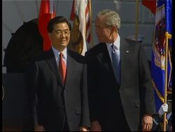WRAP Bush welcomes Hu, ceremony, speeches, heckler led away, photo op Instructional Video