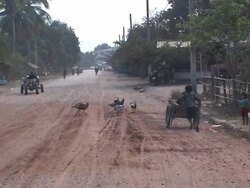 Dusty road in Luang Prabang Stock Footage