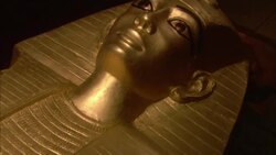 Hands close a pharaoh's sarcophagus. Stock Footage