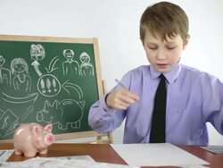 boy creates a business plan Stock Footage