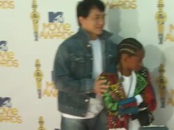 Jackie Chan, Jaden Smith at the 2010 MTV Movie Awards at Universal City CA. (Footage by WireImage Video/GettyImages) Stock Footage
