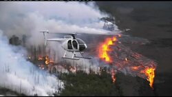 Lava erupts after collapse at Pu'u O'o crater, aerials Instructional Video