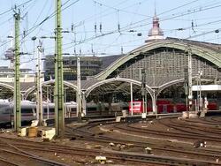 MS Shot of Main railway station / Cologne, North Rhine Westphalia, Germany Stock Footage