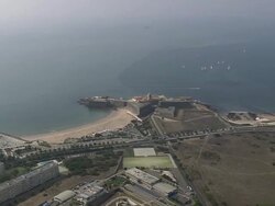 AERIAL WS Sao Juliao de Barra fortress / Cascais, Lisbon, Portugal Stock Footage