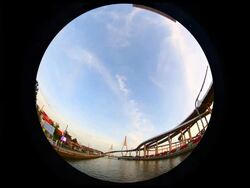 Fisheye Bhumibol 1 Bridge Stock Footage