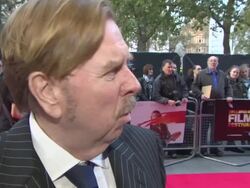 INTERVIEW - Timothy Spall on winning the 'Best Actor' prize at the Cannes Film Festival, on J. M. W. Turner and being in Leicester Square, his painting skills, his next project 'The Enfield Haunting' at  'Mr Turner' The Time Out Gala Stock Footage