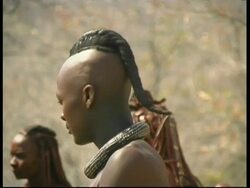 MCU Profile of Himba tribesman, Namibia Stock Footage