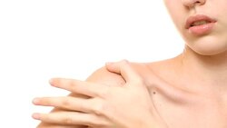 young woman massaging her shoulder Stock Footage