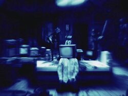 creepy laboratory with tvhead zombies Stock Footage