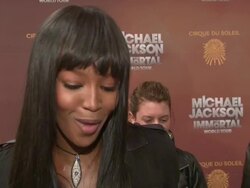 INTERVIEW: Naomi Campbell on Le Cirque and her memories of Michael at Michael Jackson: "The Immortal" World Tour - New York Premiere Stock Footage