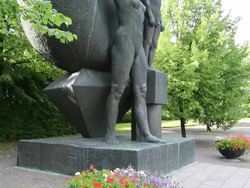 Oslo, Akershus fortress, national monument of the victims of World War II sculptures Stock Footage