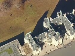 MS AERIAL Shot of Biltmore Estate / North Carolina, United States Stock Footage