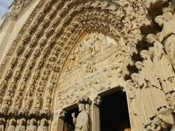 CU  Notre Dame de Paris Cathedral  /  Paris City, Paris, France Stock Footage