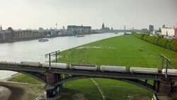 AERIAL : Railway Bridge in Cologne - Germany Stock Footage