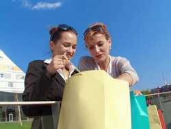 HD SLOW-MOTION: Friends Shopping Stock Footage