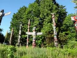 Stanley Park Vancouver Totem Poles Stock Footage