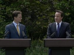 PM Cameron and Deputy PM Clegg in joint presser News Clip