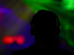 HD DJ in Disco Back View Stock Footage