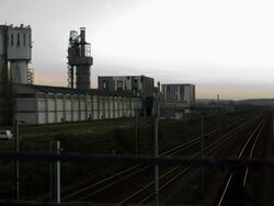Night falling over train tracks Stock Footage