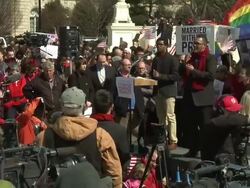 Gay Marriage Supporters Rally Against DOMA Stock Footage