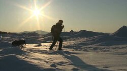 man walking on the ice Stock Footage