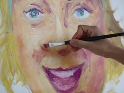 Woman Artist Oil Painting Portrait Stock Footage