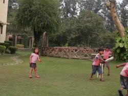 Group of kids playing cricket in holi festival  Stock Footage