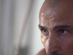 Man doing standing alternating cable chest press and  CrossFit workout at the gym.  - Slow Motion - 1920x1080 - filmed at 200 fps Stock Footage