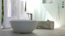 Soaking tub in modern white bathroom Stock Footage