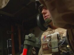 CU Soldier driving military land vehicle / Mausa Qala, Helmand Province, Afghanistan. Stock Footage