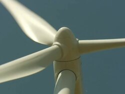 CU Shot of wind turbine spinning with wind blowing / Kansas, United States Stock Footage