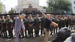 Ukrainian activists protest against Russian elections Stock Footage