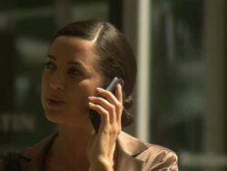 Businesswoman using cell phone, Cape Town South Africa Stock Footage