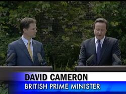 Britain has entered a new political era, with Conservative Prime Minister David Cameron governing the country with his Liberal Democrat partner Nick Clegg. The two men made an effort Wednesday to hammer home publicly the idea that they could cooperate to run the country's government smoothly. News Clip