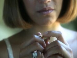 Married woman with locket Stock Footage
