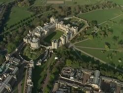 AERIAL CU Windsor Castle Stock Footage