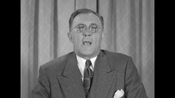Charles Wilson, Director of Office of Defense Mobilization, delivers speech to nation from Washington, DC, during Korean War News Clip
