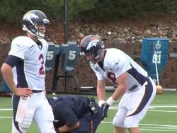 Broncos practice for Week 2 against Giants Stock Footage