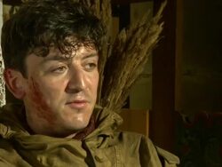 INTERVIEW John Dagleish on how tough it's been working in the terrain at the Age of Heroes Set Visit at Haugesund . (Footage by WireImage Video/GettyImages) Stock Footage