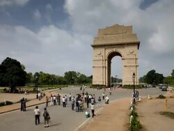  India Gate, the 42 metre high India Gate is at the eastern end of Rajpath, Delhi, India Stock Footage