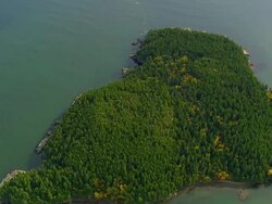 WS AERIAL DS View of Harbor Island in heart Shaped / Maine, United States Stock Footage