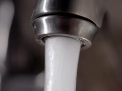 Water tap in bathroom turning on Stock Footage