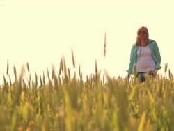 Woman listening to music Stock Footage