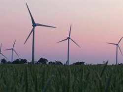Wind turbines, alternative energy - Real Time Stock Footage