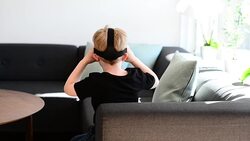Boy Using Virtual Reality Glasses Stock Footage