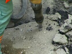 Worker with Jackhammer Stock Footage