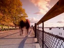 riverside jogging path | timelapse Stock Footage