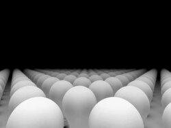 CGI flying over tops of old bulbs / Old bulb emerges and glowing sinks to ground level amid bulbs Stock Footage