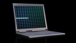 EKG scanner results flash on the screen of a laptop. Stock Footage